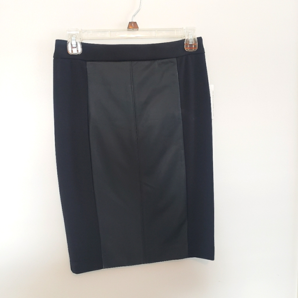 Black skirt with faux leather in the center